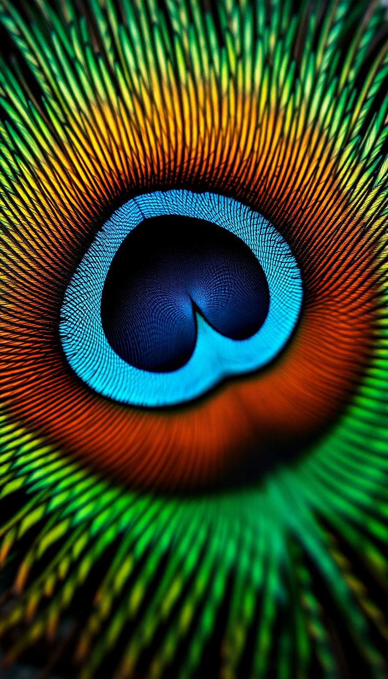 Subtle Eye Iridescent Macro Feather Photorealistic Wallpaper