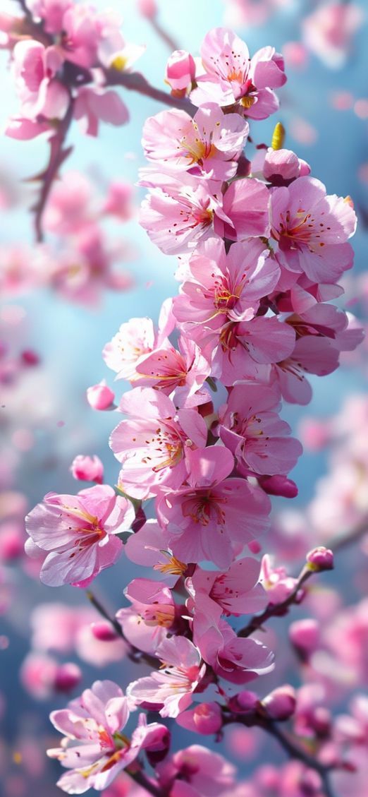Smooth Spring Blossoms Peak Pink Photorealistic Wallpaper