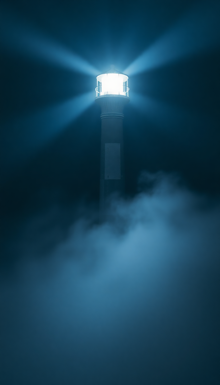 Old Lighthouse Beam Cutting Through Fog Photorealistic Fresh Wallpaper