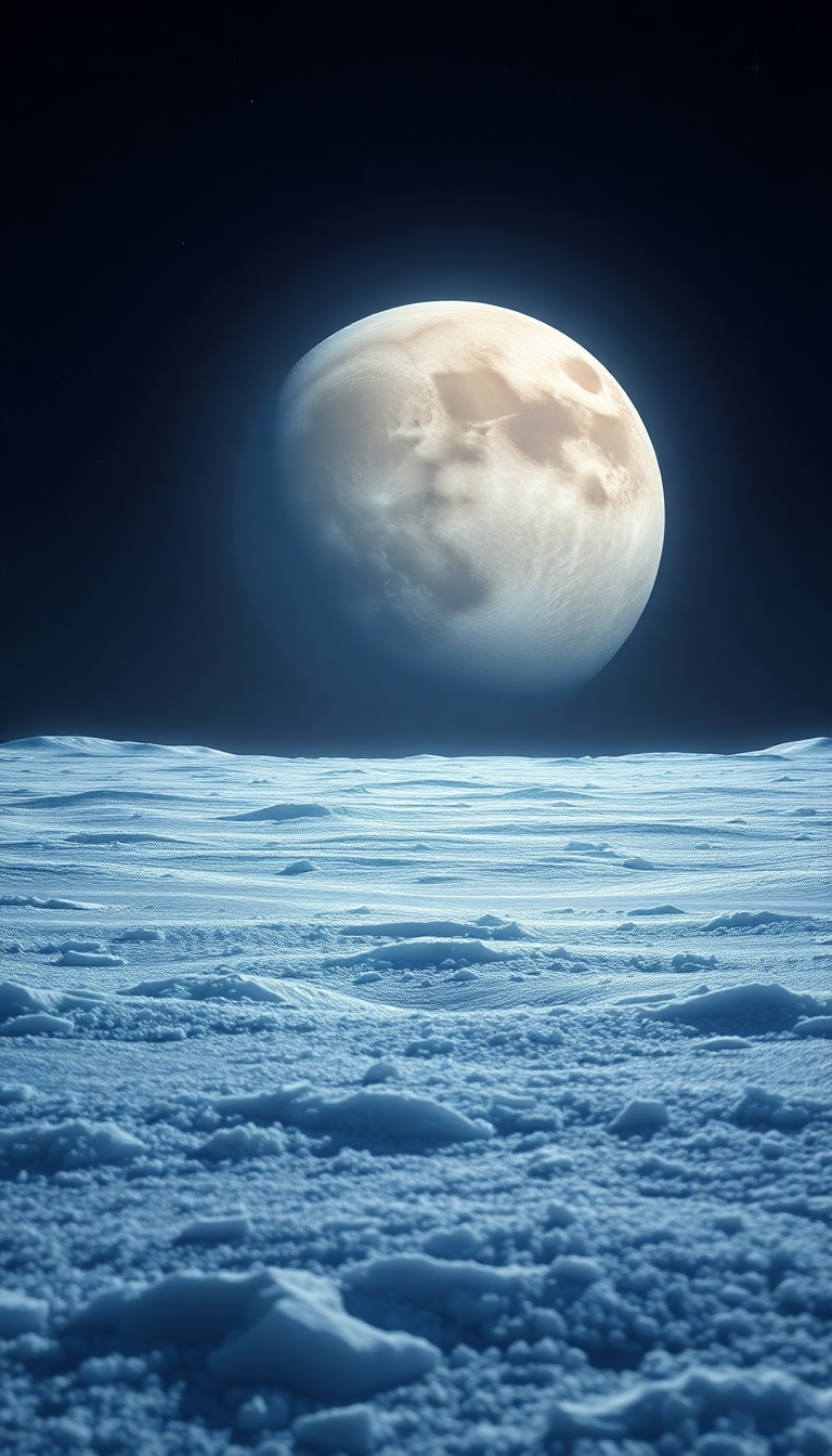 Surreal Zen Frozen Moon Surface Wallpaper