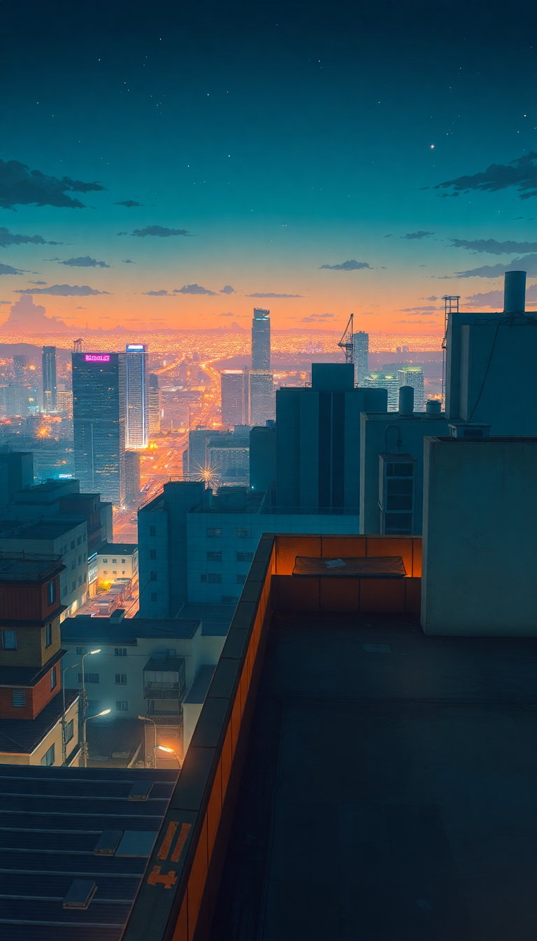 Pastel Lights City Night At Anime Wallpaper