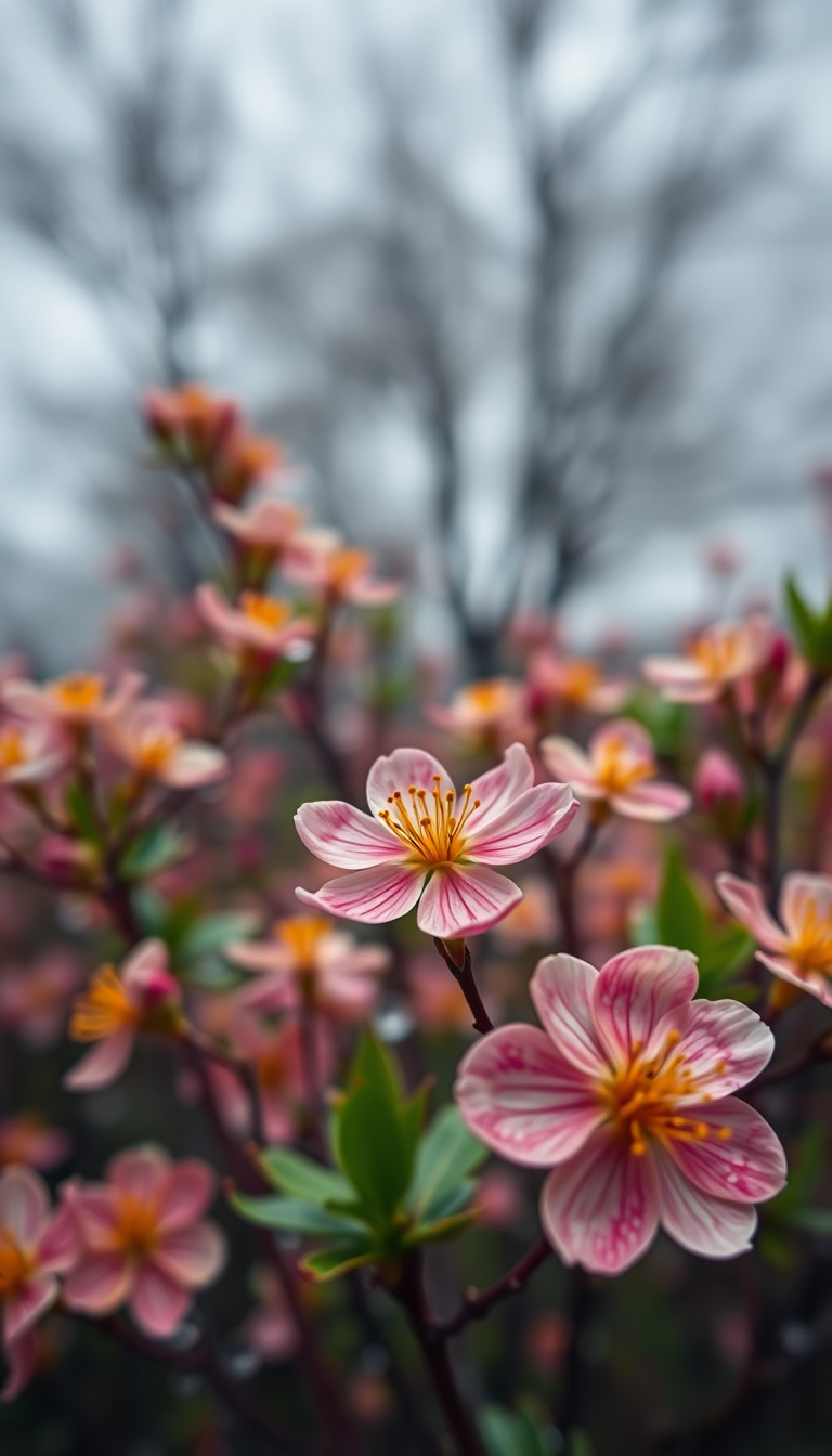 Eternal Time Blooming Flower Rain Aesthetic Wallpaper