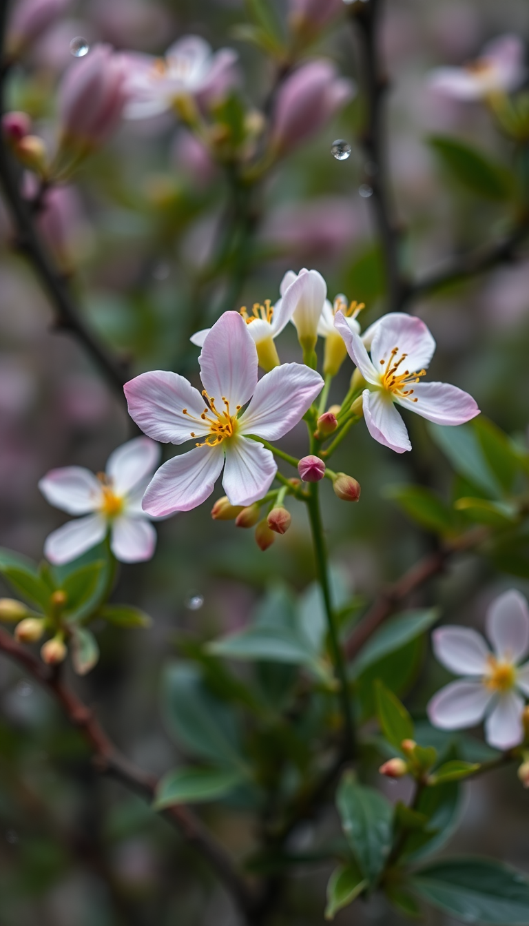 Premium Time Blooming Flower Rain Aesthetic Wallpaper