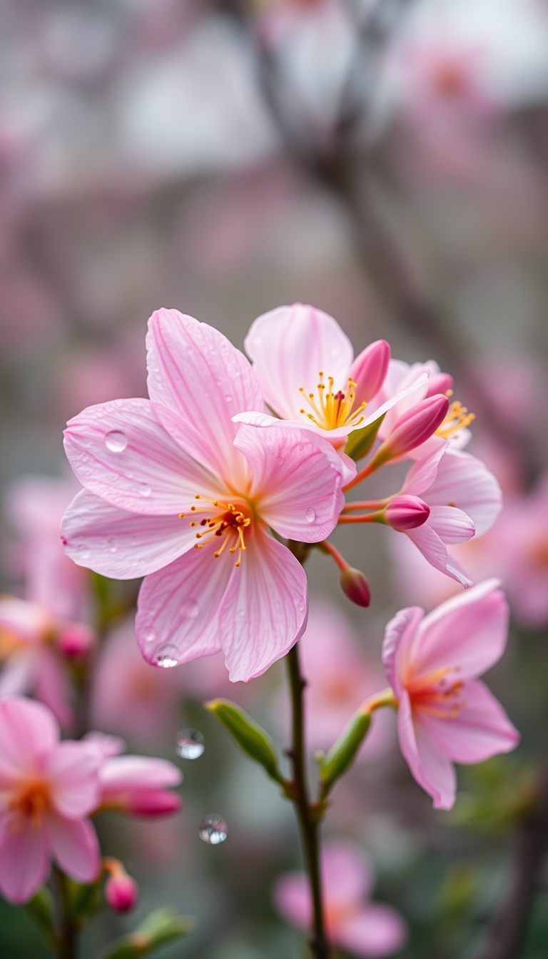 Primal Spring Rain Flower Blooming Time Wallpaper