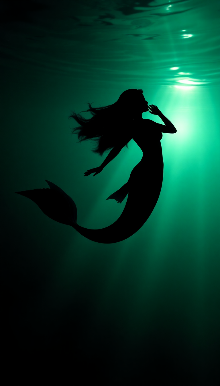 Radiant Silhouette Swimming Toward Surface Digital art Wallpaper