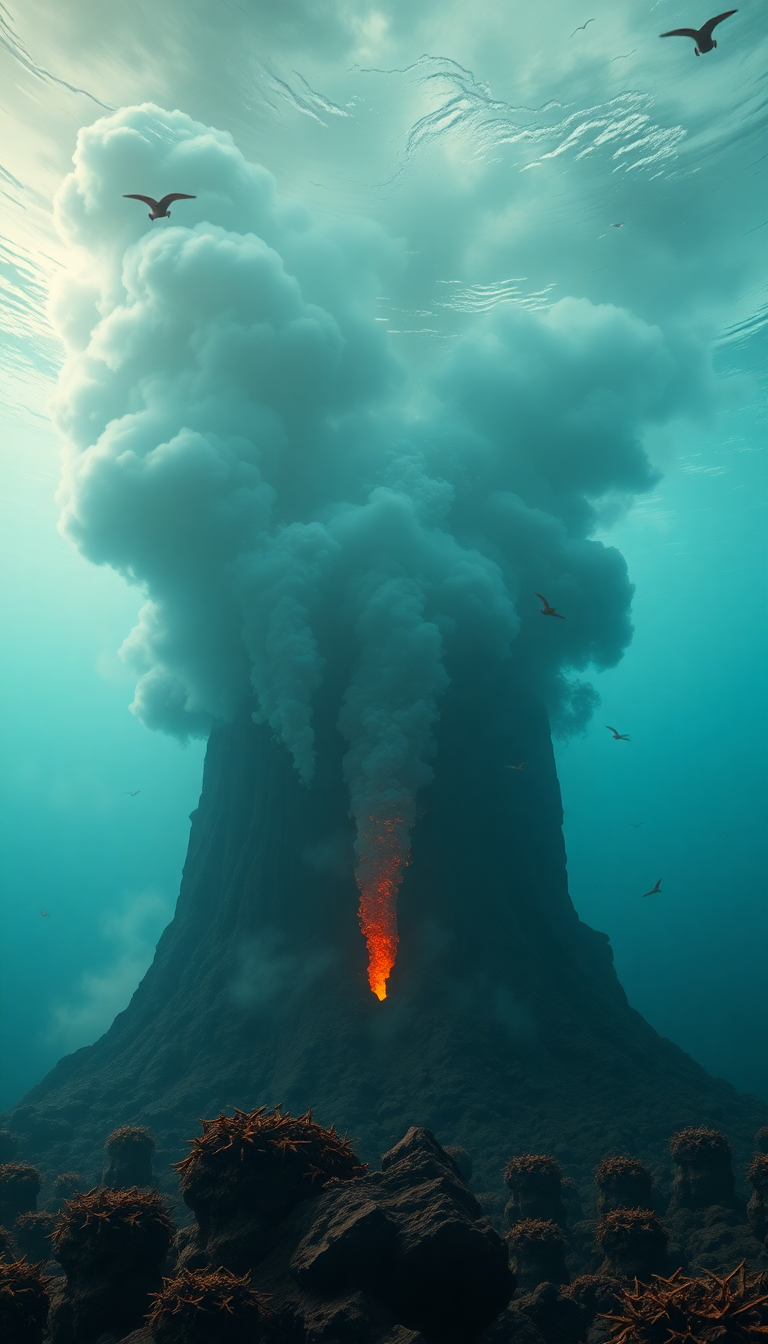 Photorealistic Epic Volcano Vents Smoke Wallpaper
