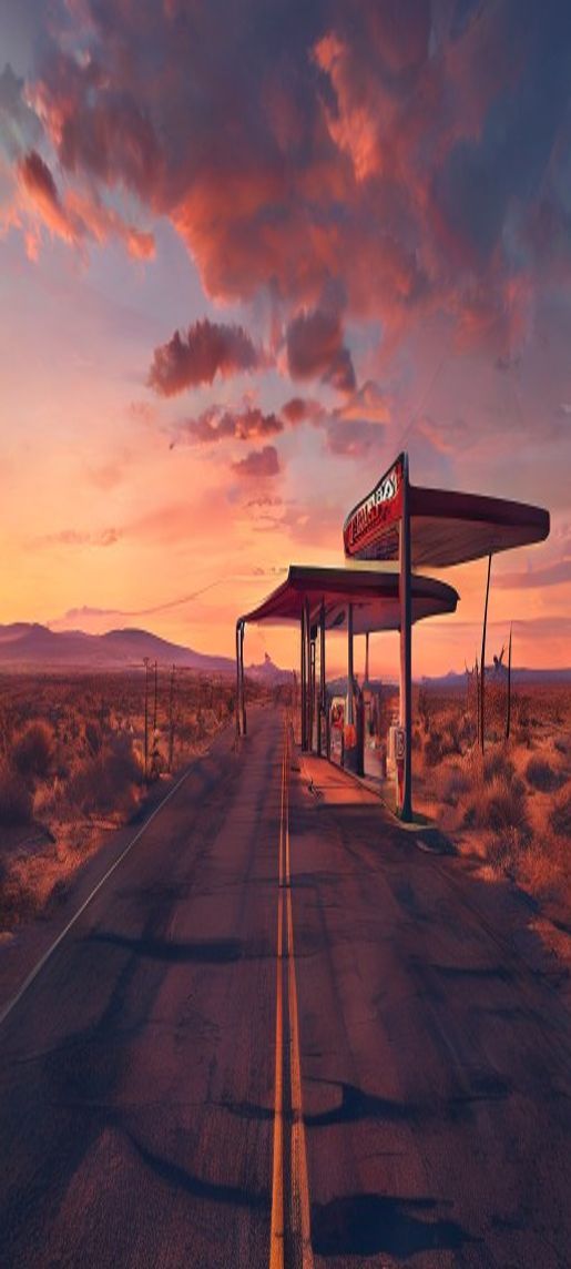 Station Desert Route Sunset Aesthetic Remix Wallpaper
