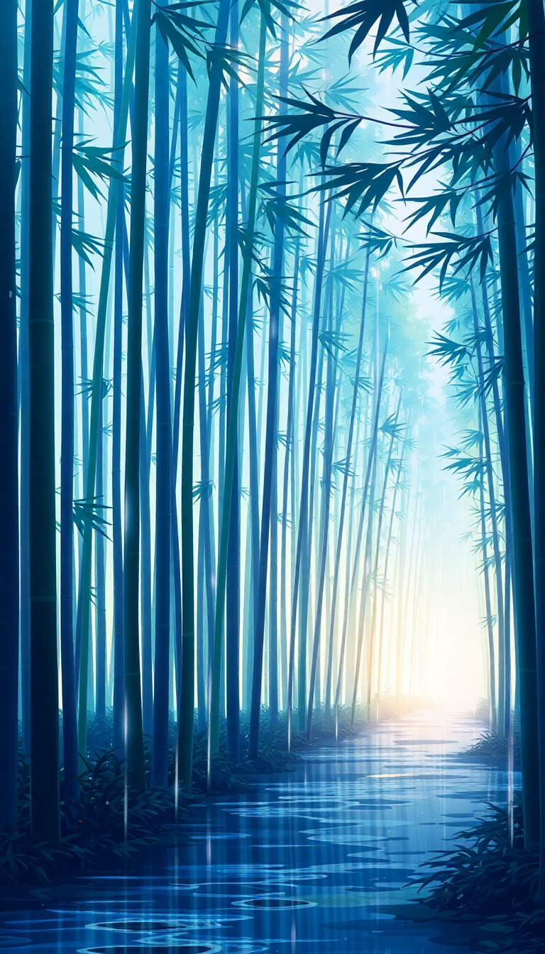 Glossy Peaceful Anime Rain Forest Anime Wallpaper