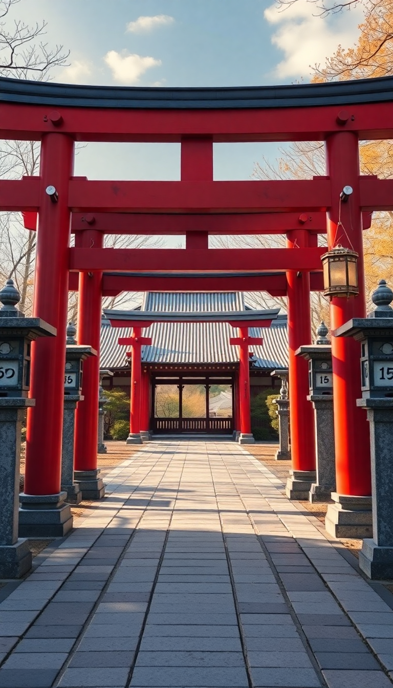 Modern Holographic Japanese Temple Gate Wallpaper