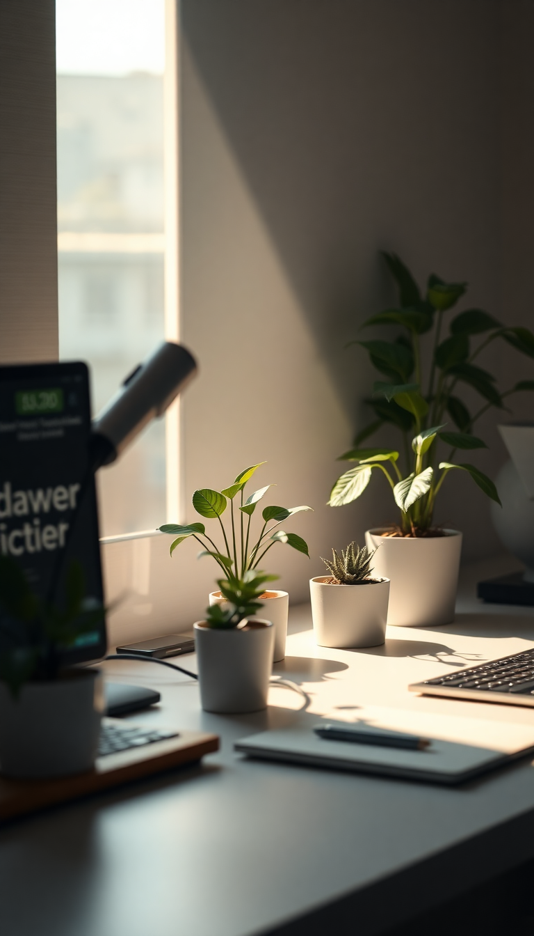 Aesthetic Fluid Minimalist Desk Setup Wallpaper