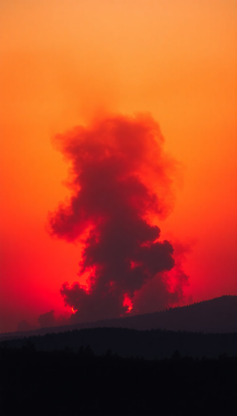Smoke Creating Red Sky Nature Original Wallpaper