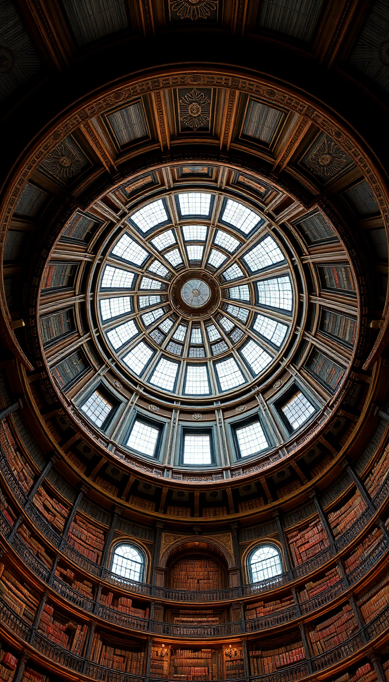 Frozen Dome Ceiling Old Books Ornate Wallpaper