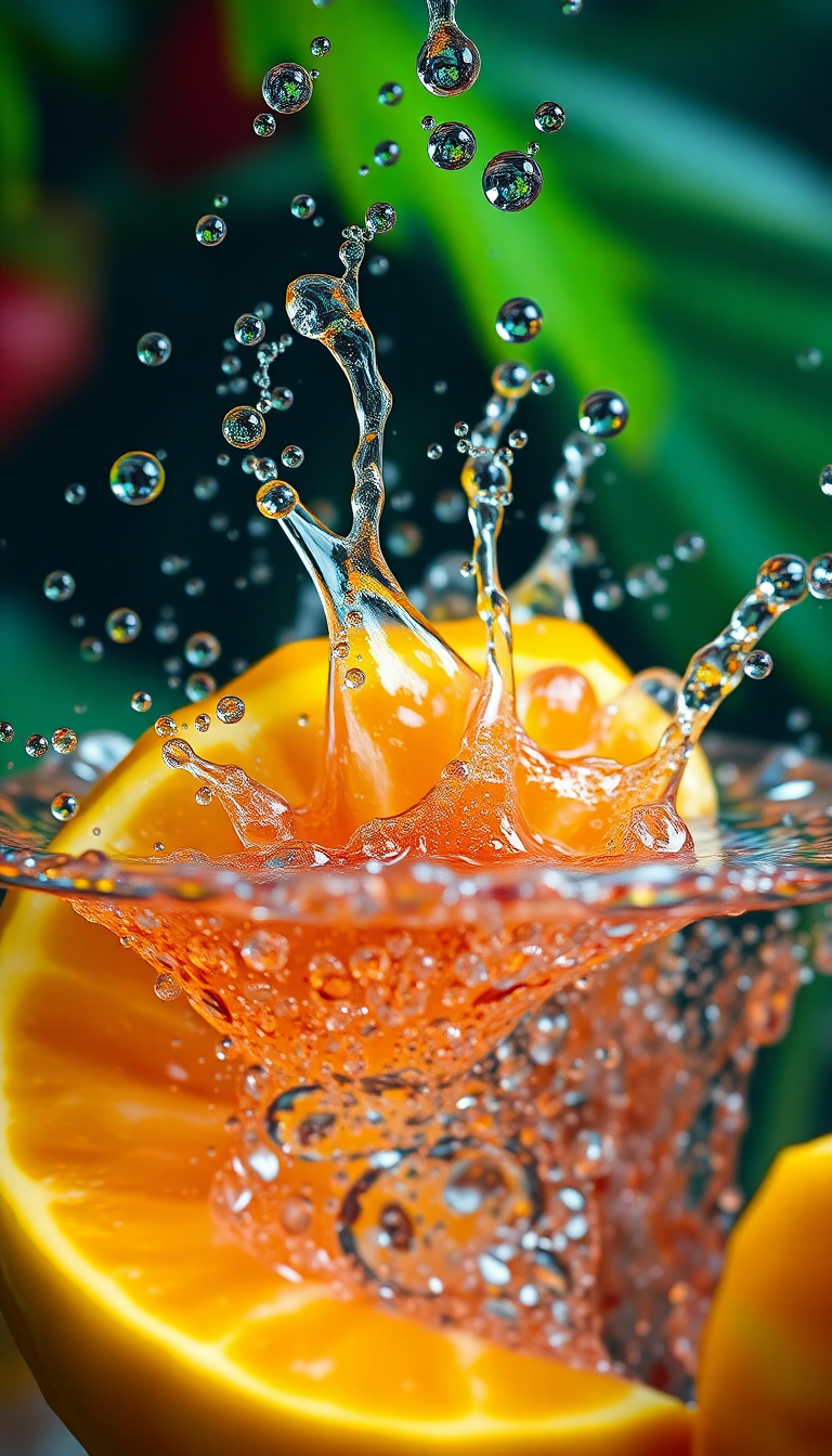 Photorealistic Gorgeous Fruit Splash Water Wallpaper