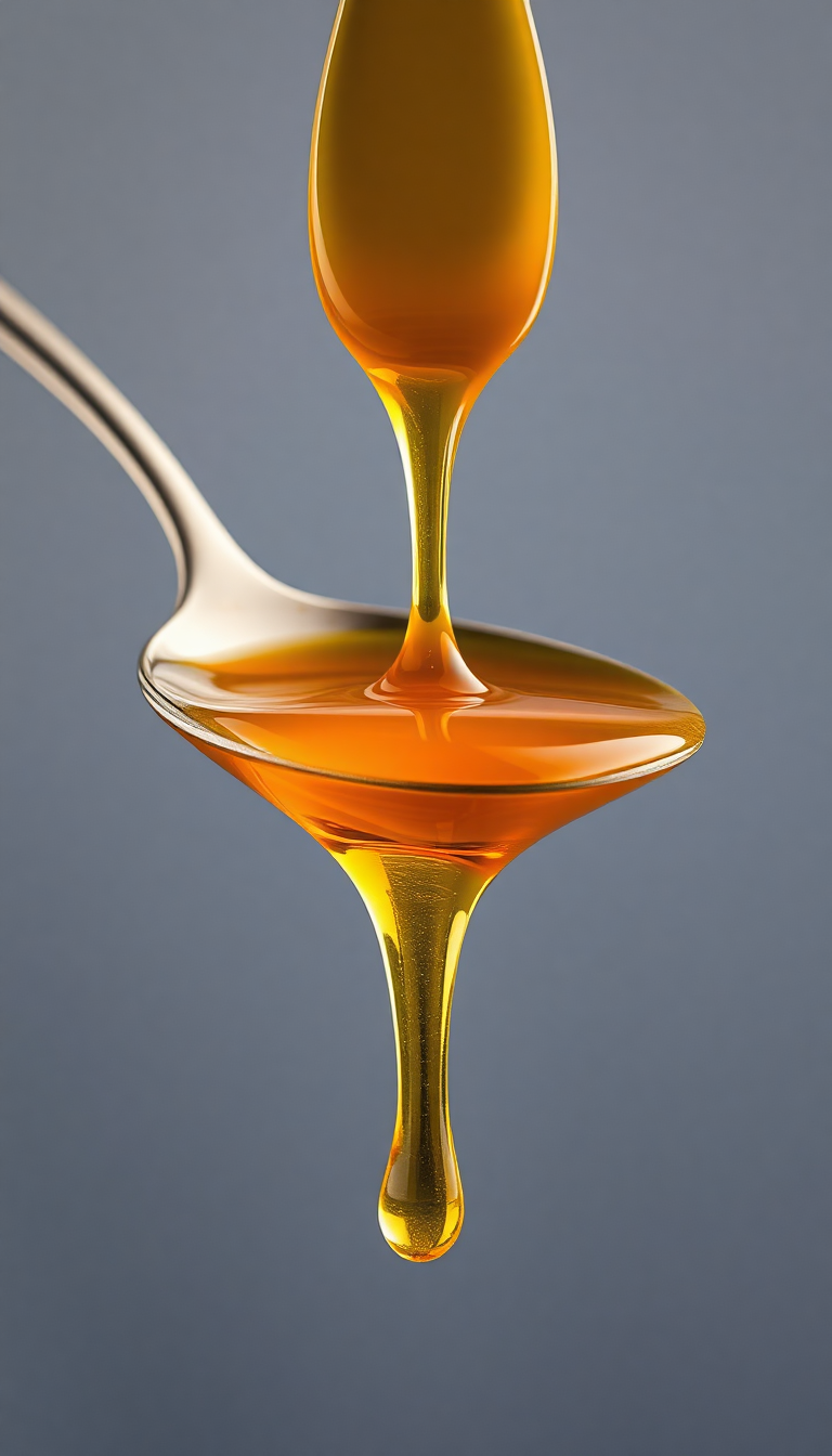 Honey Dripping From Spoon Golden Photorealistic Wallpaper