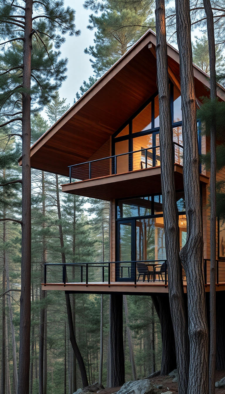 Treehouse Luxury Modern Design Forest Photorealistic Wallpaper