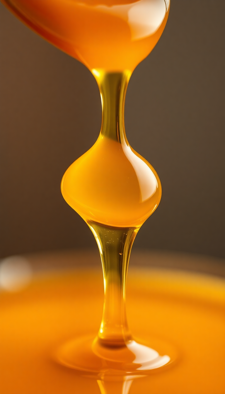 Honey Dripping From Spoon Golden Photorealistic Wallpaper
