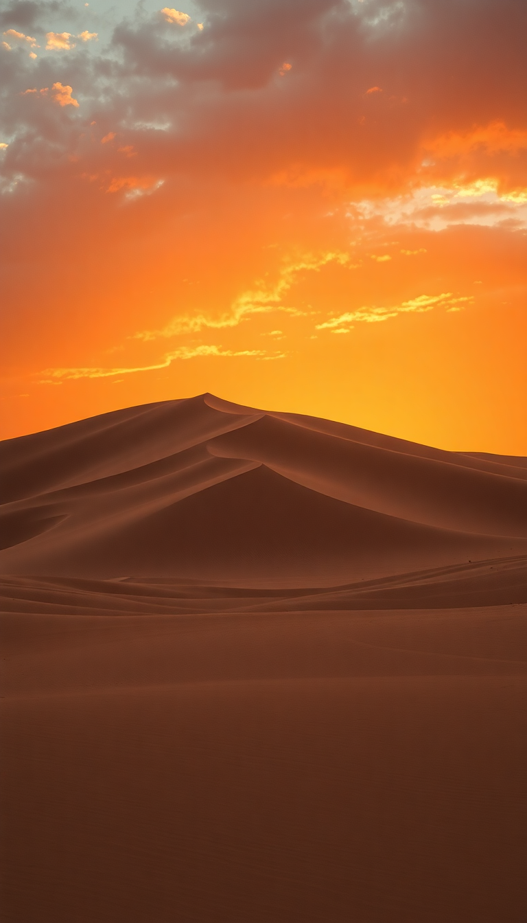 Sandstorm Approaching Desert Dramatic Orange Photorealistic Wallpaper