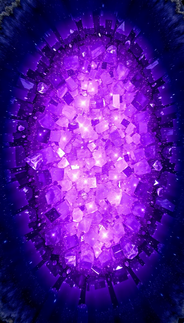 Geode Crystal Interior Purple Amethyst Sparkle Photorealistic Enhanced Wallpaper