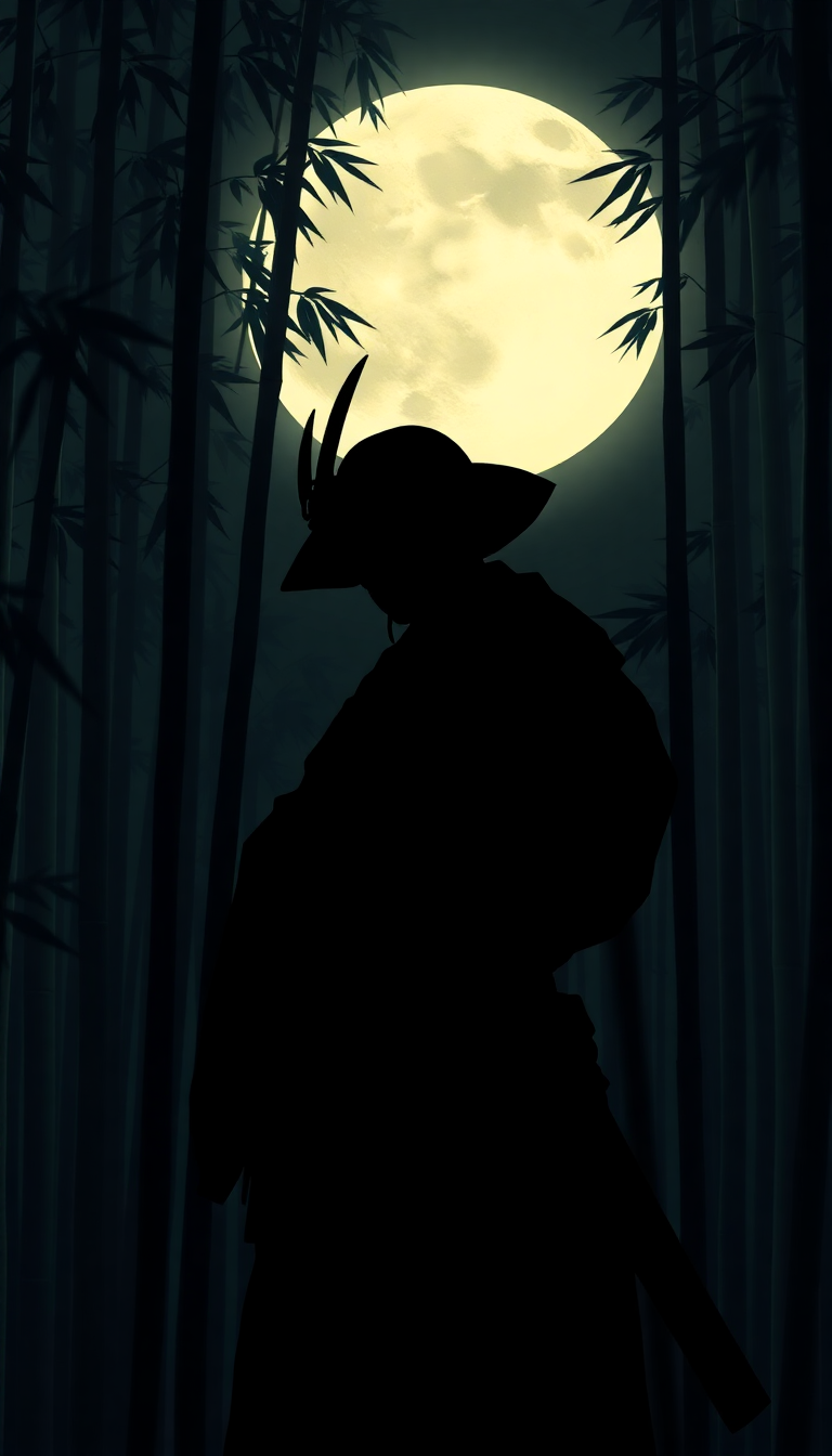 Spectacular Samurai Moonlit Forest Digital art Wallpaper