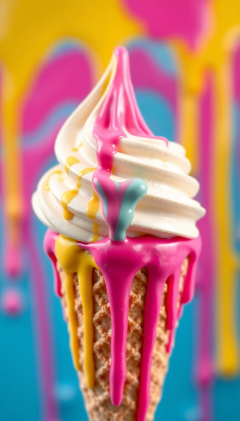 Classic Ice Cream Cone Melting Summer Wallpaper