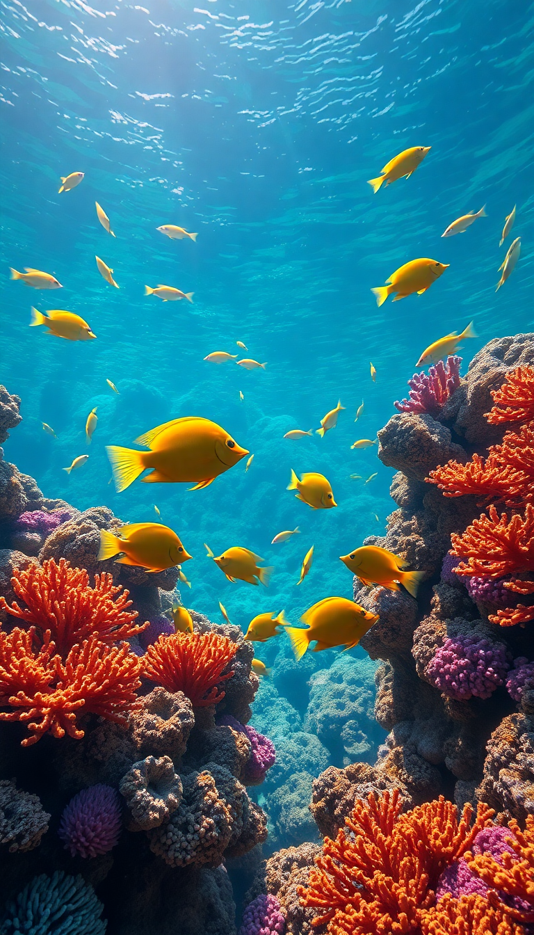 Primal Coral Vibrant Tropical Photorealistic Wallpaper