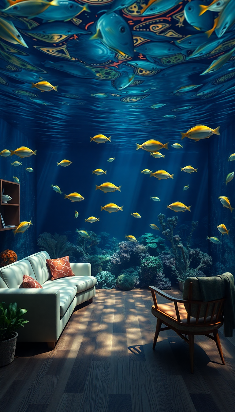Elegant Room Furniture Fish Digital art Wallpaper