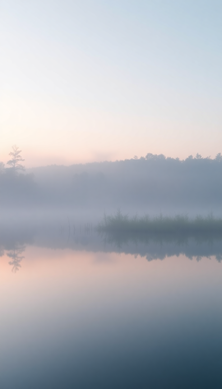 Sharp Mist Over Still Lake Photorealistic Wallpaper
