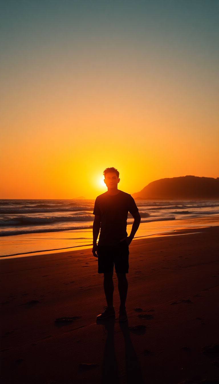 Golden Hour Silhouette Figure Aesthetic Max Wallpaper