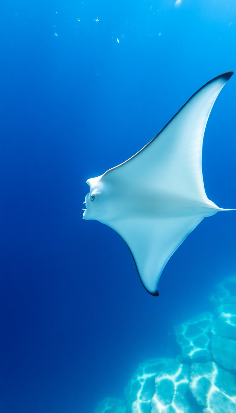 Striking Ray Gliding Graceful Underwater Photorealistic Wallpaper