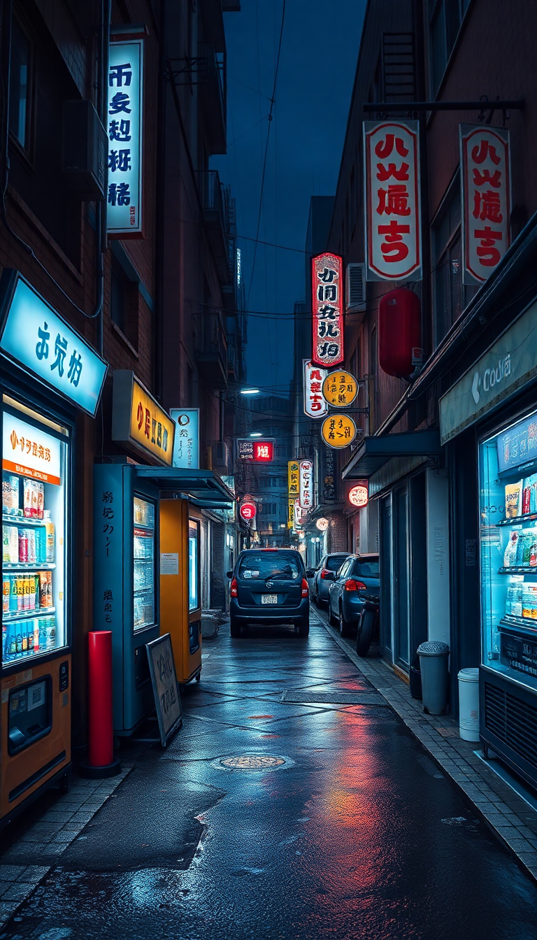Dreamy Vending Night At Alley Photorealistic Wallpaper