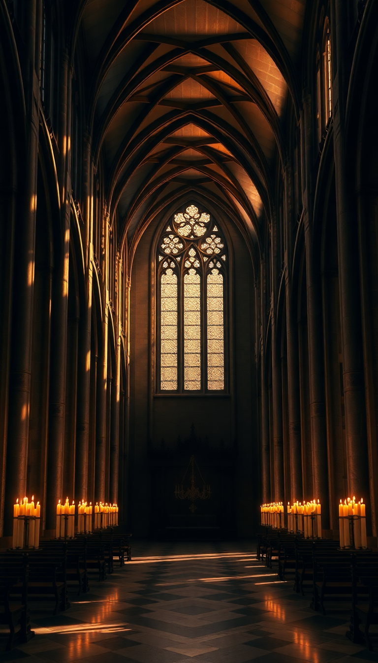 Classic Rustic Gothic Cathedral Interior Wallpaper