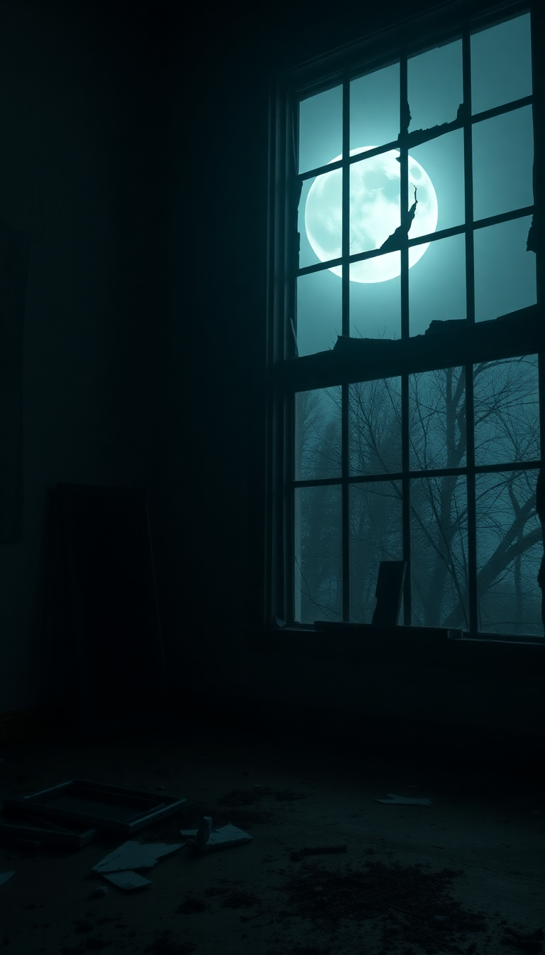 Abandoned Mansion Moonlight Through Broken Photorealistic Wallpaper