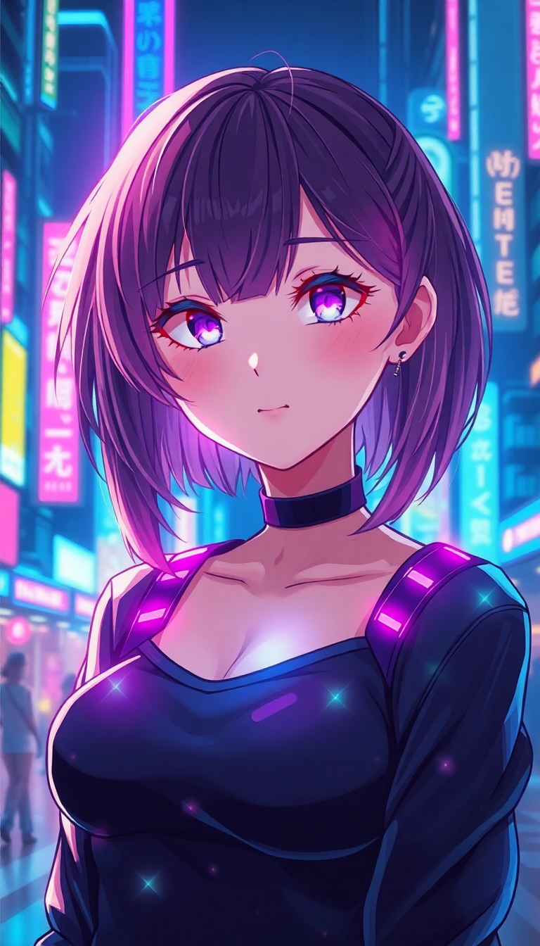Cyberpunk Anime Girl Neon City Anime Wallpaper