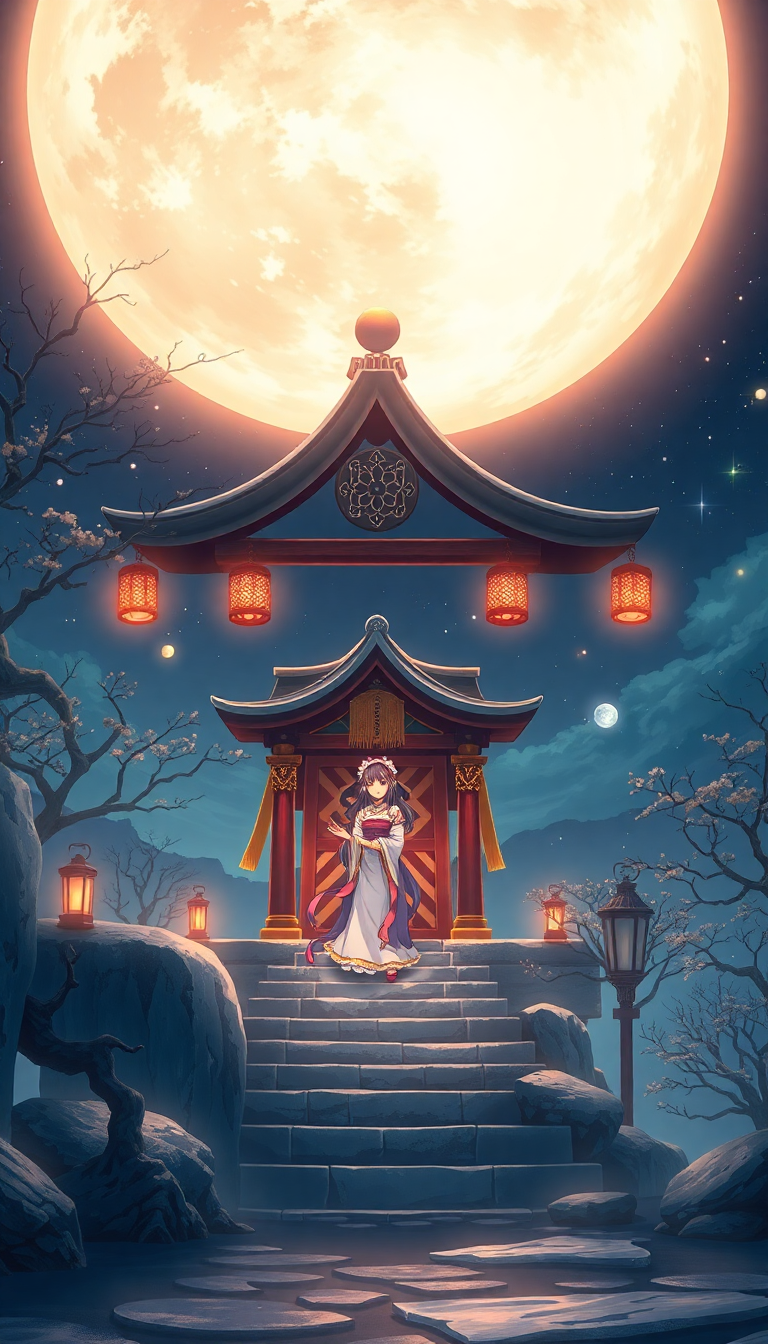 Timeless Moonlit Maiden Mystical Anime Wallpaper