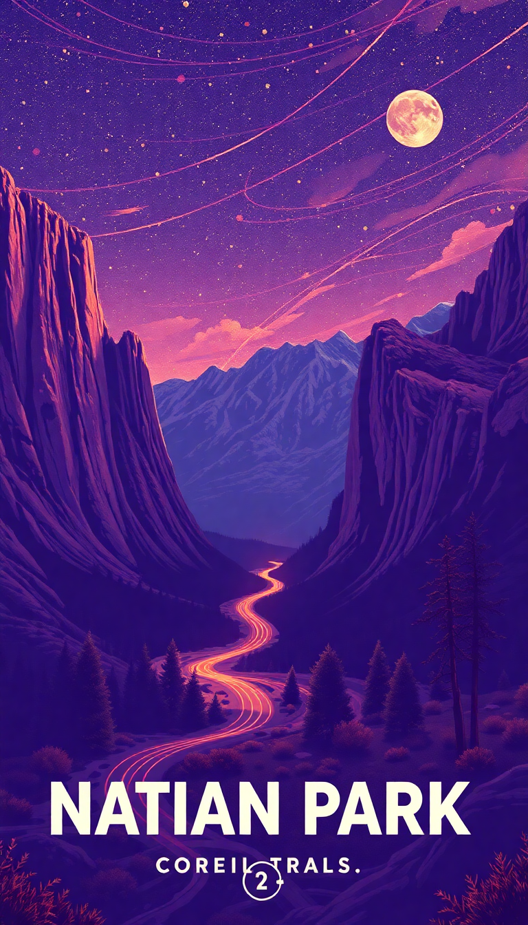 Radiant Vintage Travel Poster Style Digital art Wallpaper