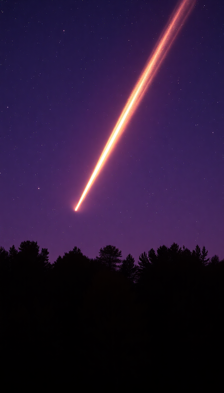 Glowing Comet Tail Streaming Across Photorealistic Wallpaper