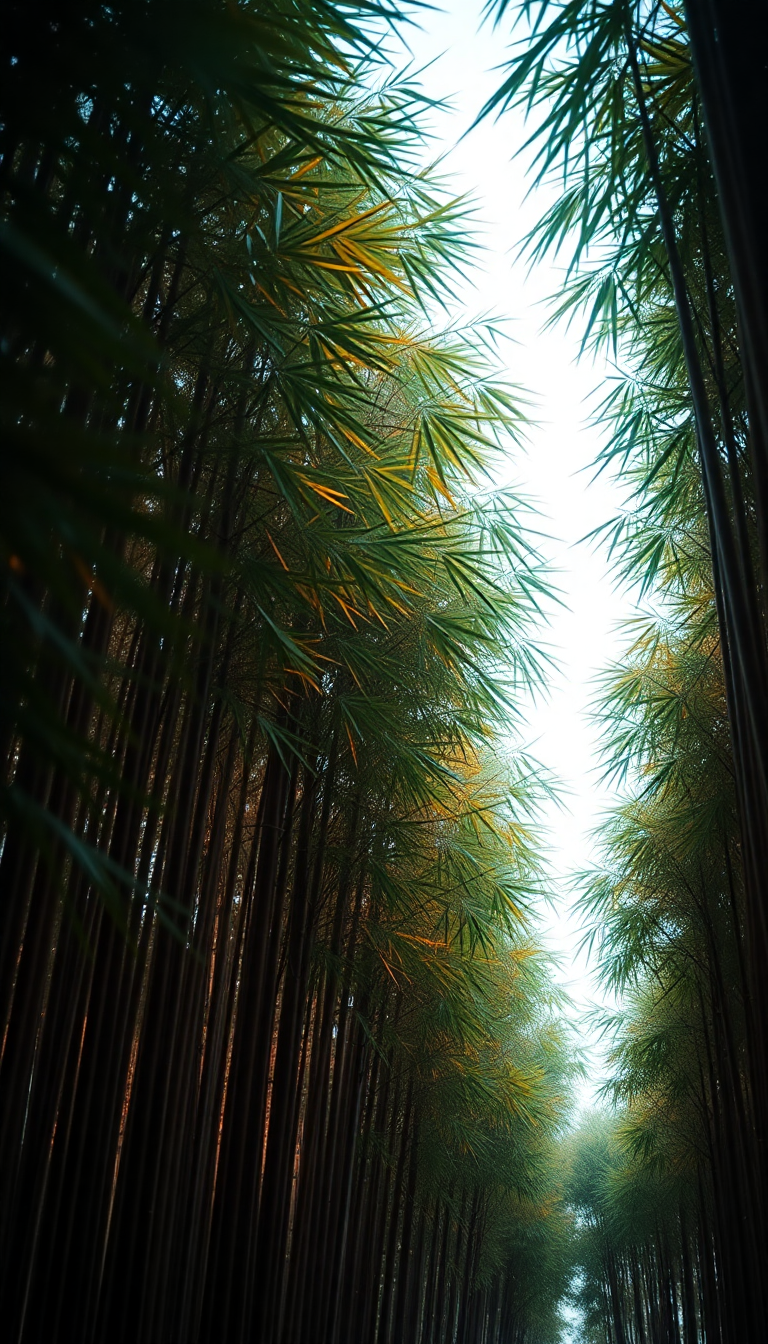 Bamboo Grove Swaying Wind Light Minimalist Wallpaper