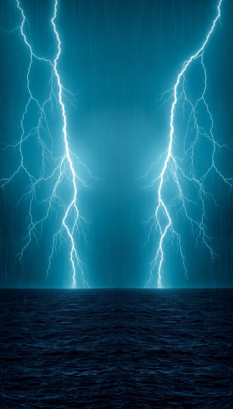 Lightning Storm Over Dark Ocean Abstract Wallpaper