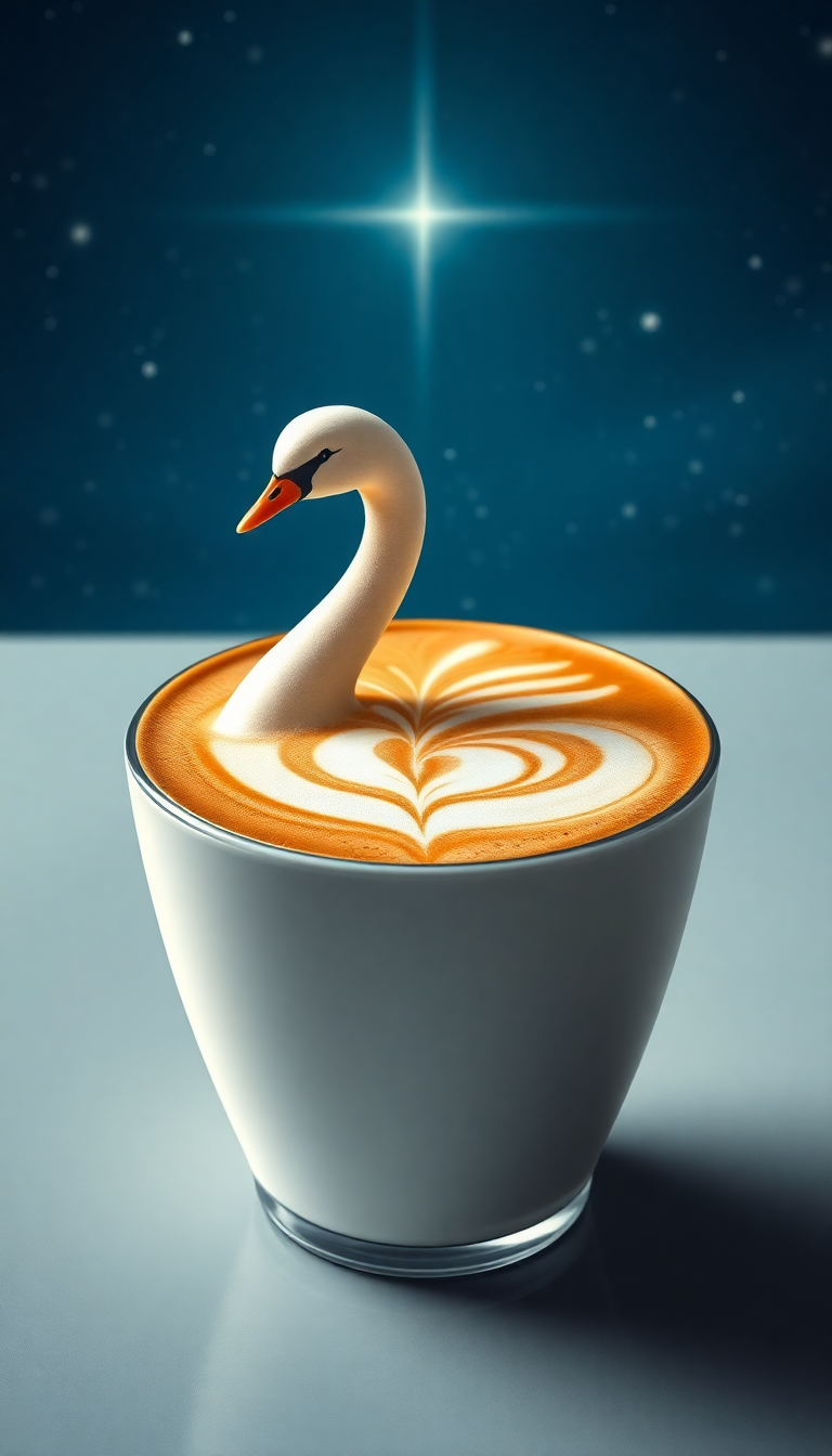 Opulent Perfect Latte Art Swan Photorealistic Wallpaper