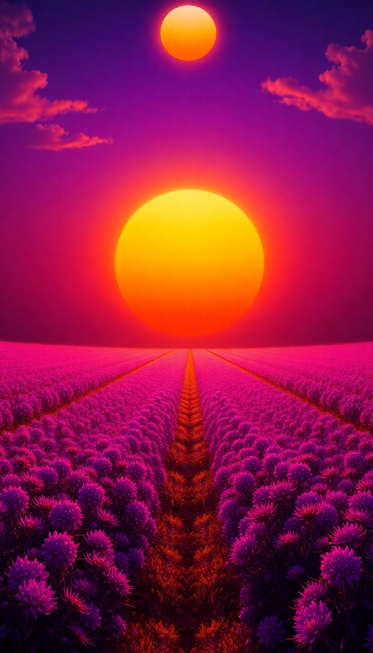 Retro Alien Sunrise Three Suns Digital art Wallpaper