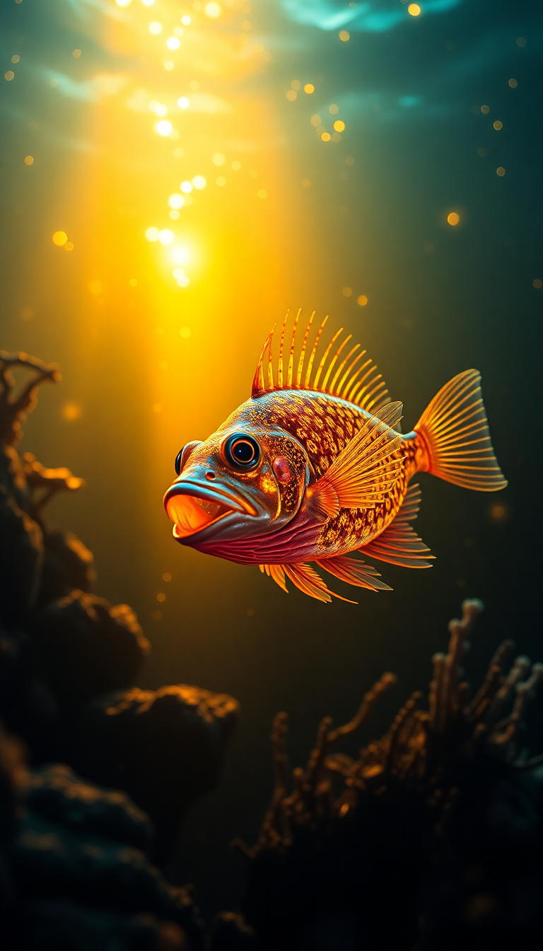 Captivating Deep Sea Anglerfish Bioluminescent Digital art Wallpaper
