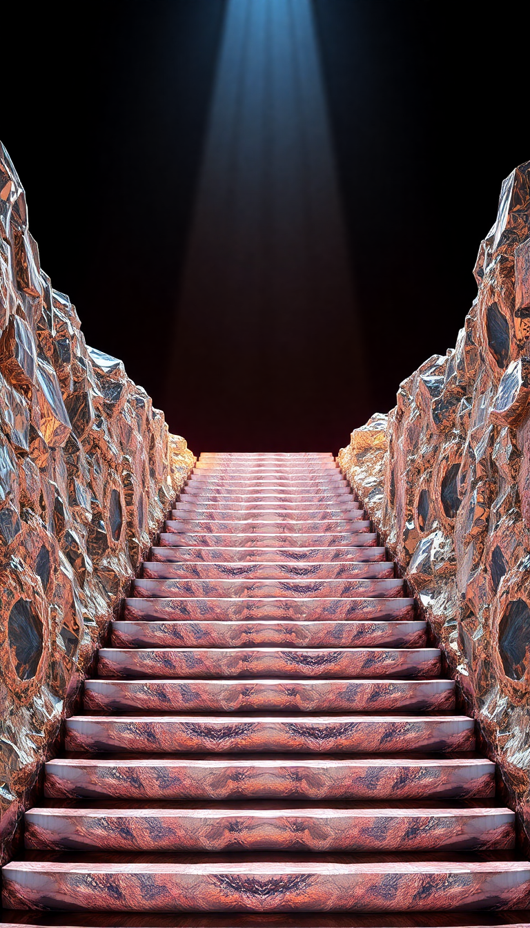 Dynamic Bismuth Crystal Formation Rainbow Photorealistic Wallpaper