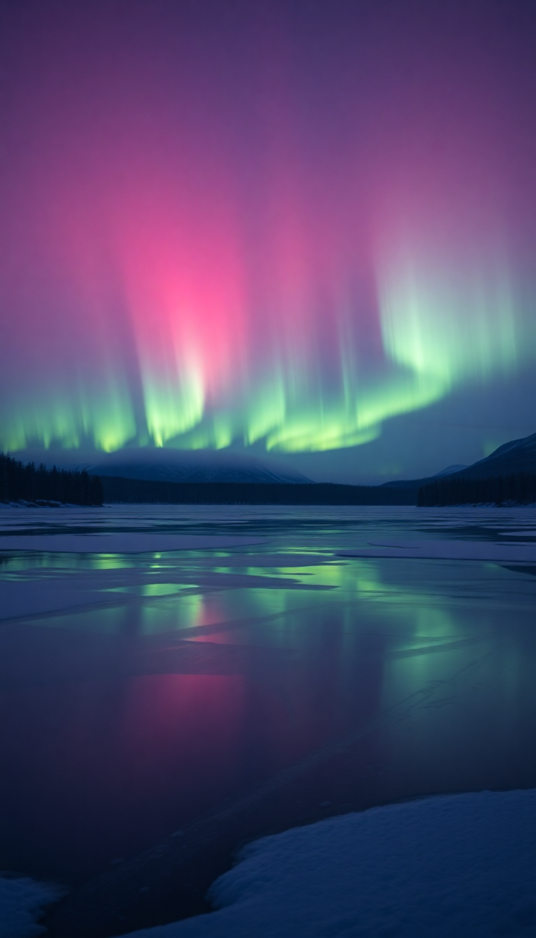 Dramatic Winter Northern Lights Over Photorealistic Wallpaper