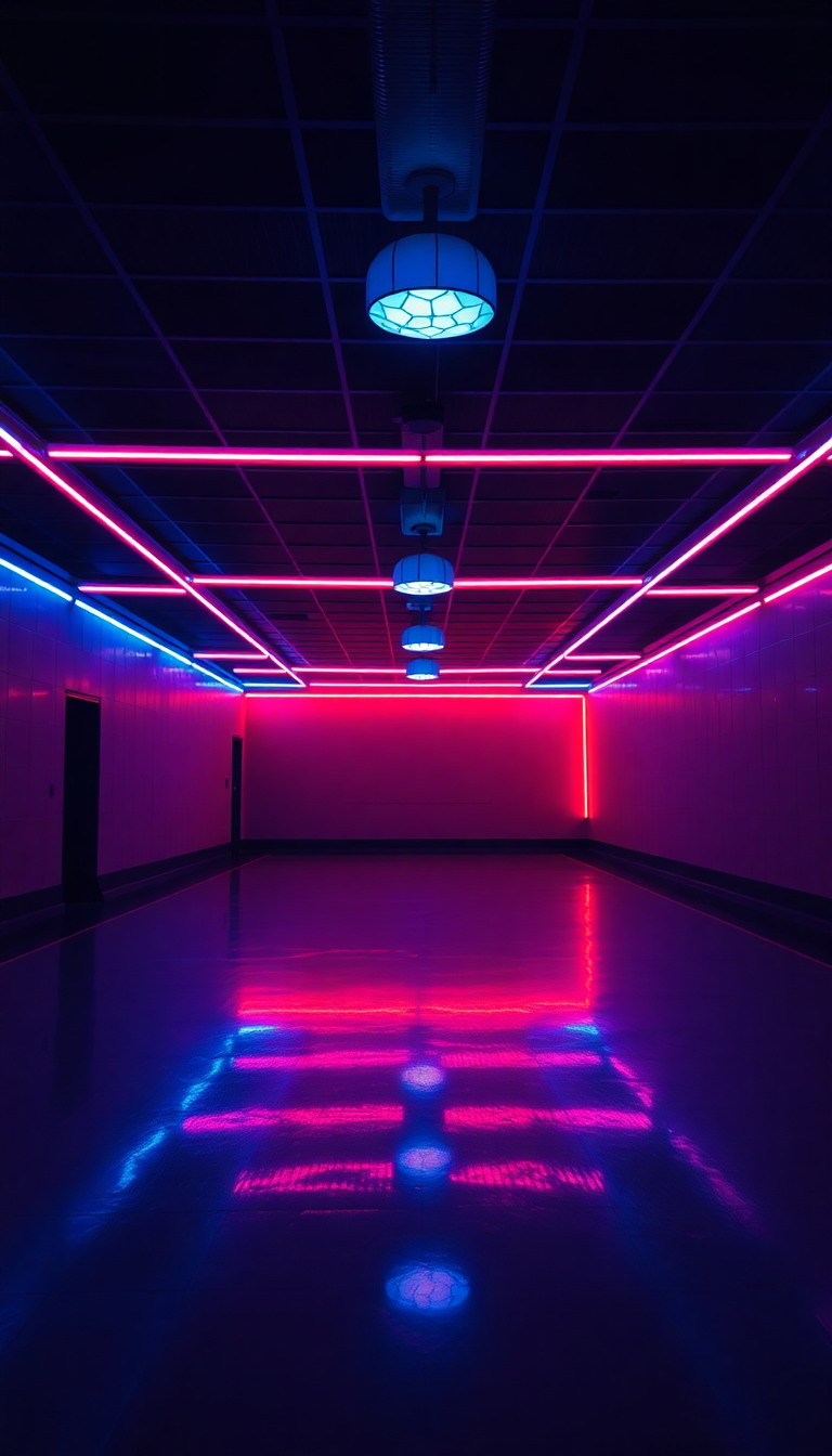Roller Skating Rink 80s Neon Minimalist Wallpaper