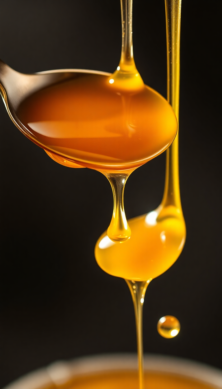 Silky Honey Dripping From Spoon Photorealistic Wallpaper