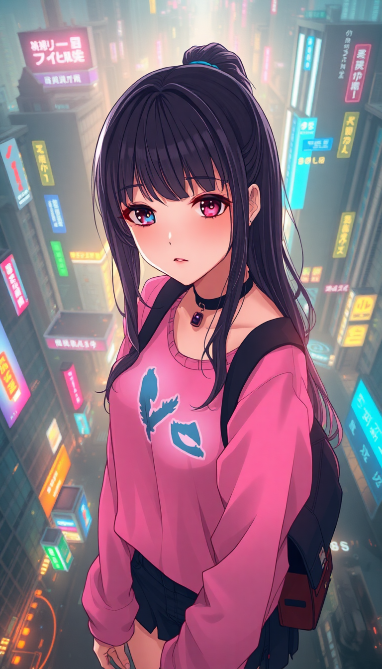 Dramatic Cyberpunk Anime Girl Neon Anime Wallpaper