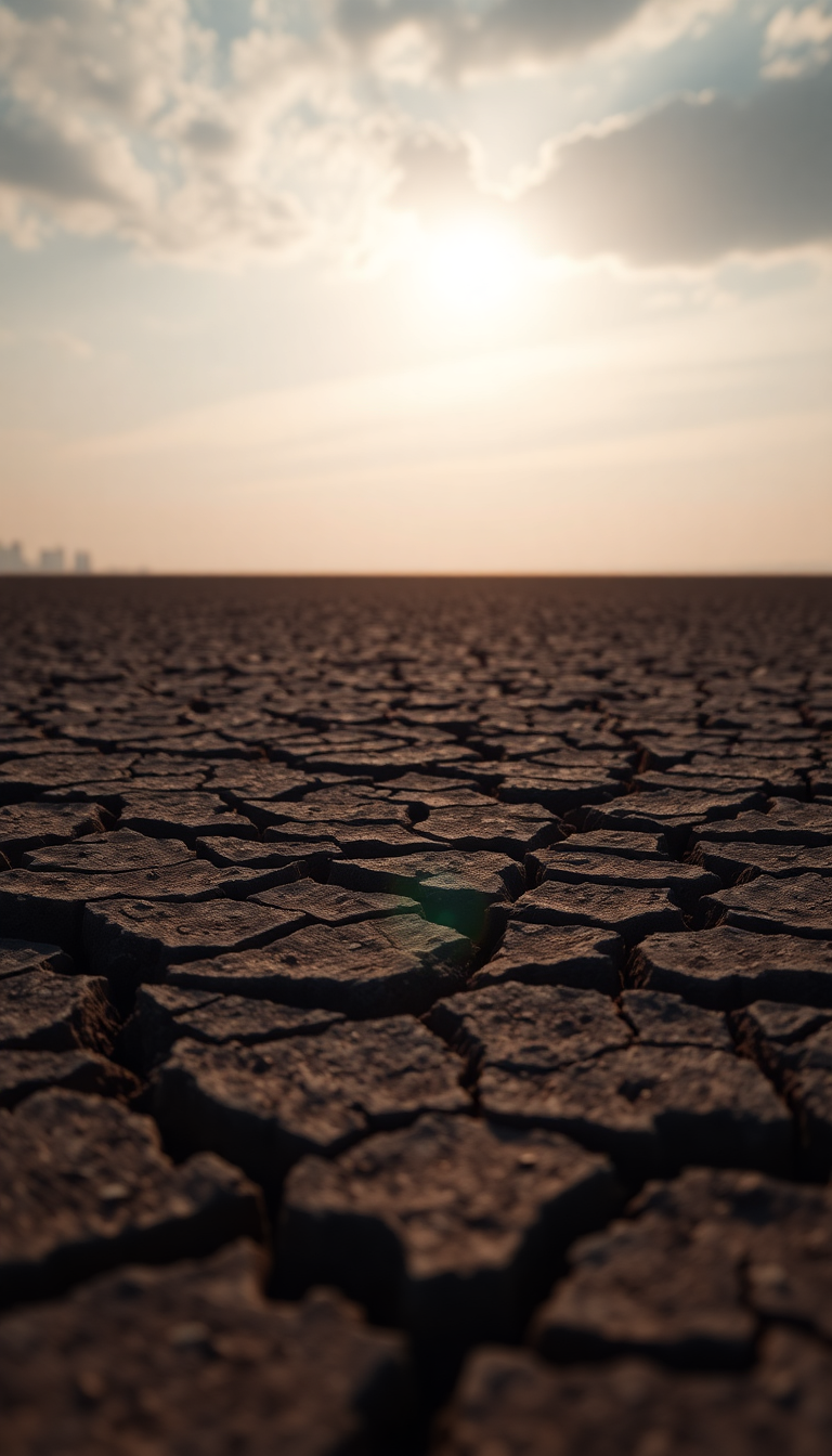 Captivating Cracked Earth Drought Pattern Photorealistic Wallpaper
