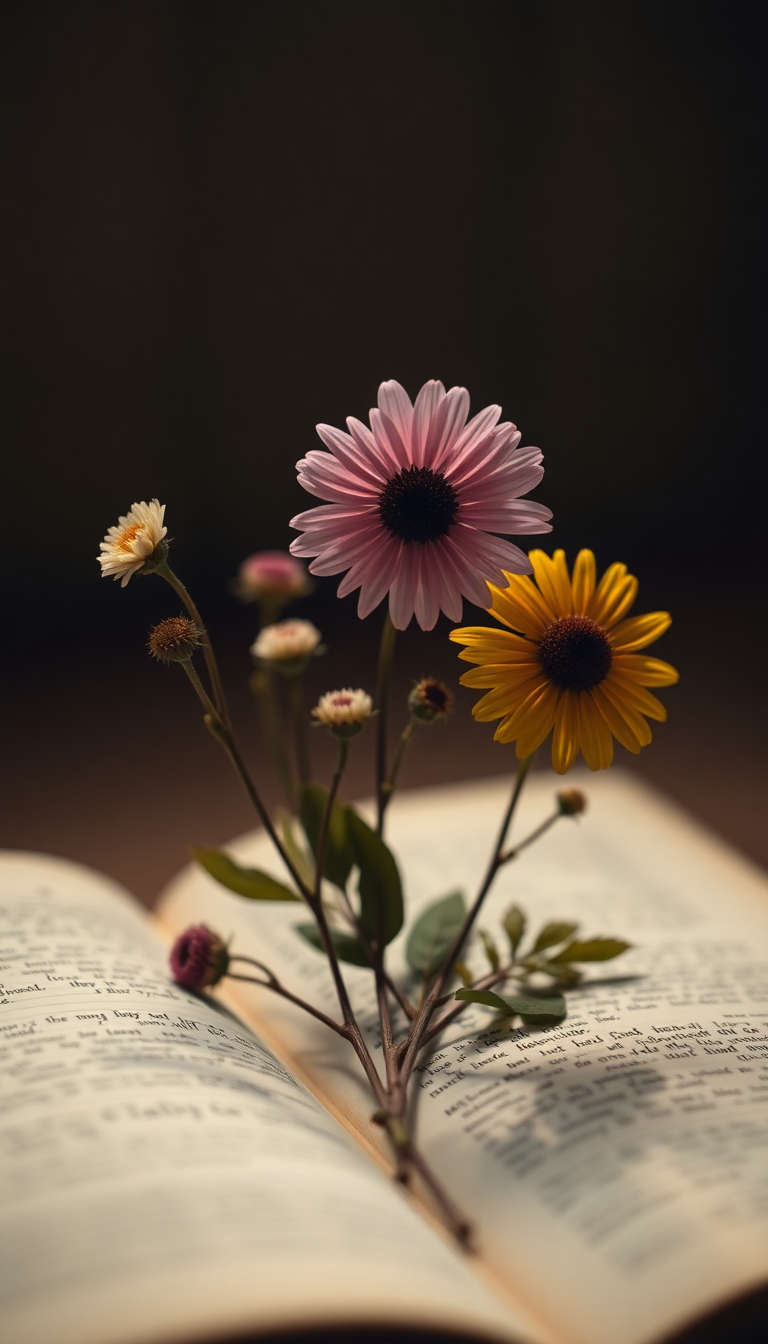 Pressed Flowers Journal Vintage Botanical Minimalist Wallpaper