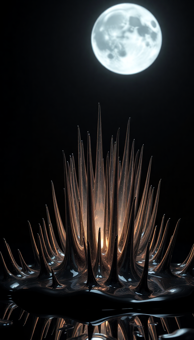 Enchanting Ferrofluid Spikes Magnetic Sculpture Digital art Wallpaper