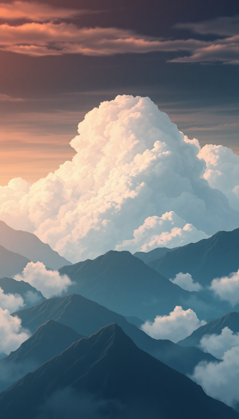 Dreamy Cloud Sea Above Mountains Anime Wallpaper
